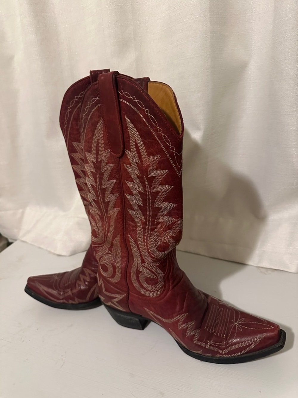 Old Gringo Red Embroidered Leather Western Heeled Boots